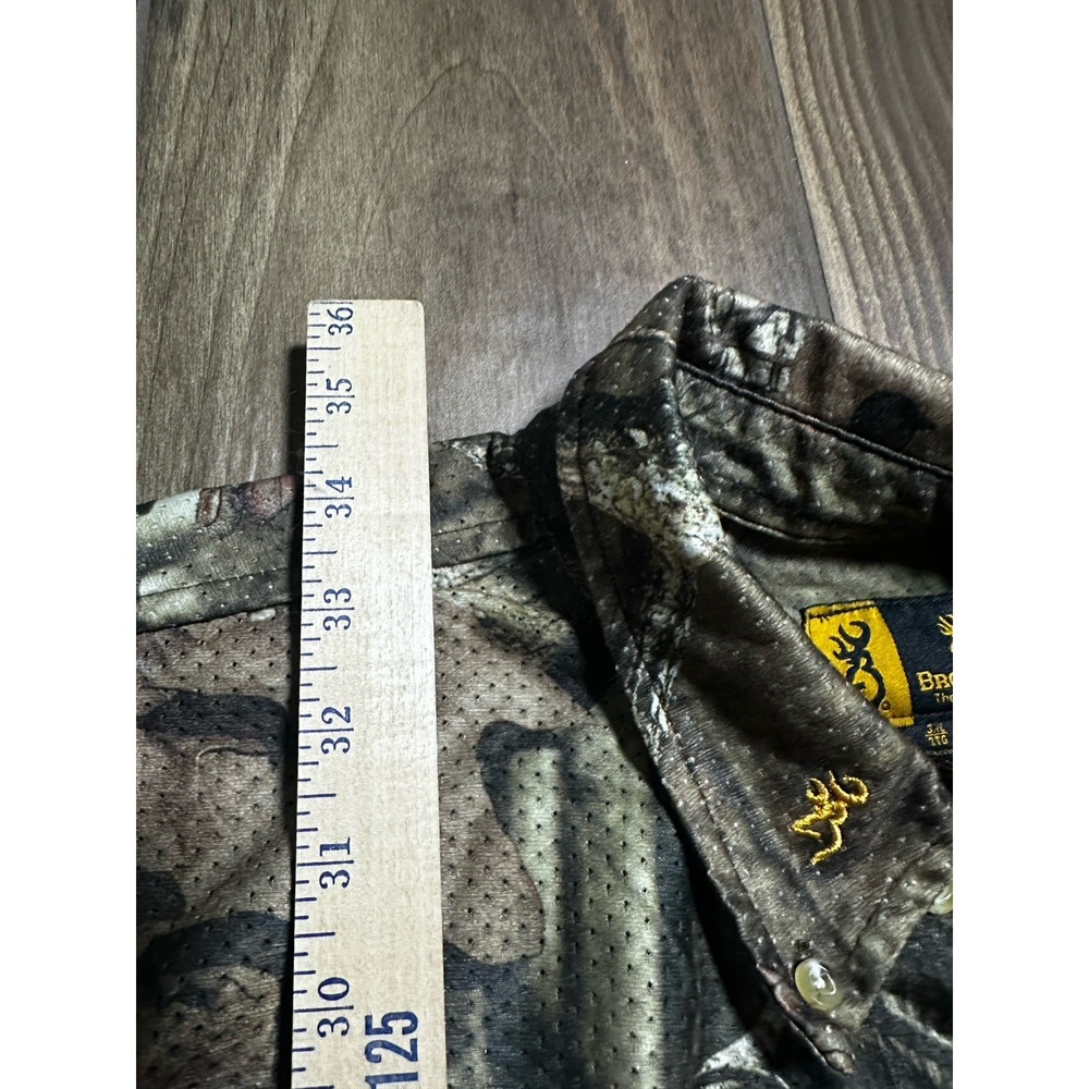 Browning Mens 3XL Camo Mesh Button Down Hunting Shirt Long Sleeve Zipper Pockets - Picture 6 of 6